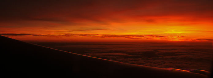 Sunrise over Bolivia from the plane
